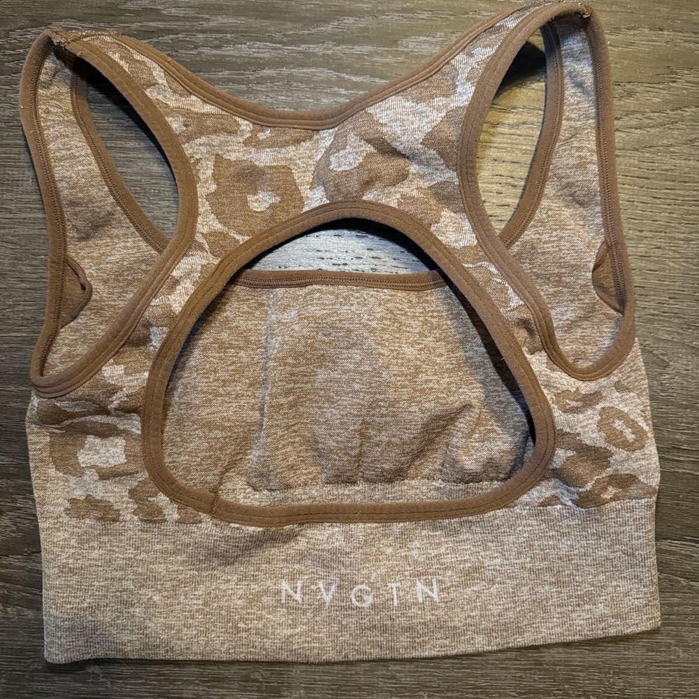 Mocha Leopard Eclipse Seamless Bra - Mocha - size medium